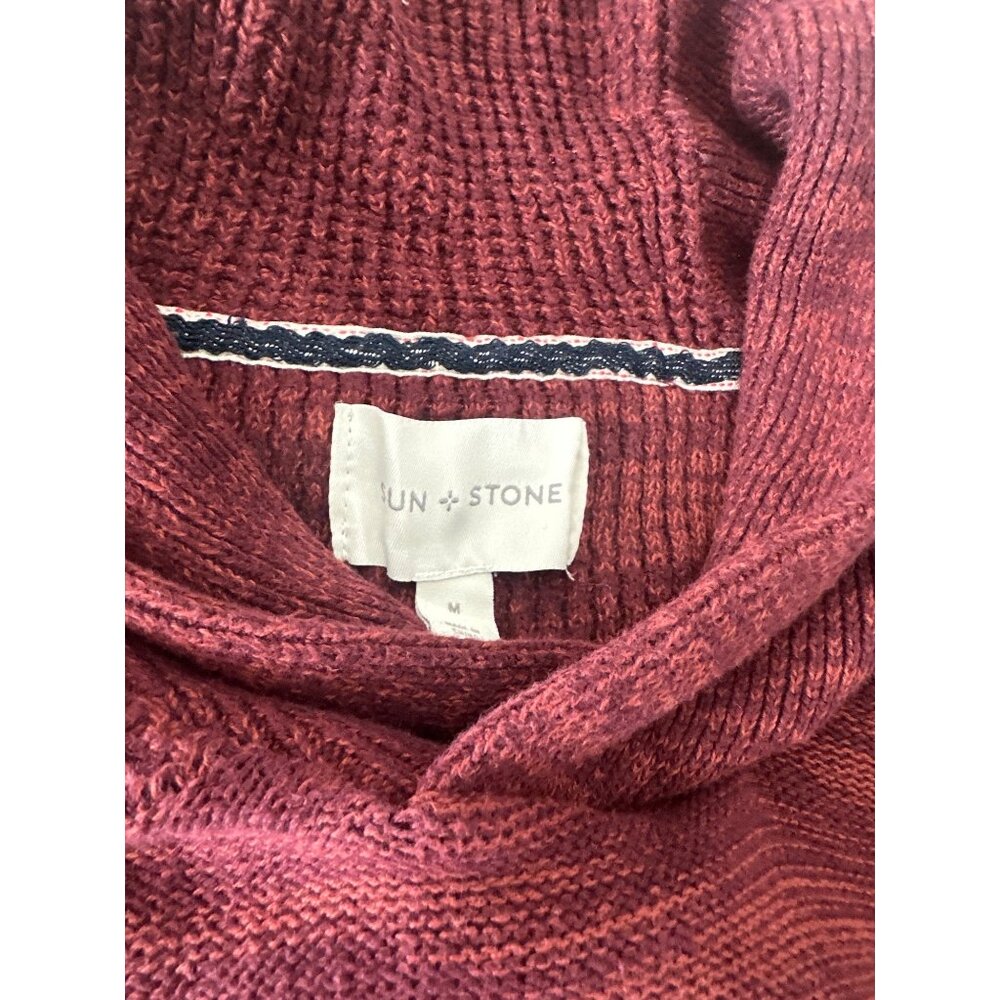 Sun + Stone Shawl Collar Sweater Color Red, Large, 100% Cotton - Picture 6 of 9